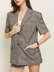 Wren Blazer - Brown Plaid