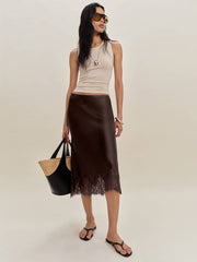 Carolina Silk Skirt - Black Bean