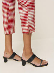 Petra Linen Low Rise Pedal Pusher Pant - Tomato Check