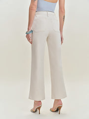Alyssa Stretch High Rise Wide Leg Cropped Jeans - Fior Di Latte