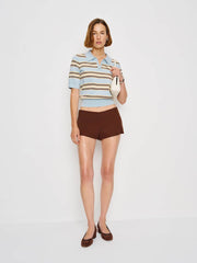 Campbell Cotton Polo Sweater - Horizon Multi Stripe