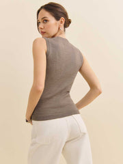 Marta Regenerative Merino Sweater Tank - Cocoa