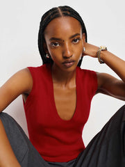 Marta Regenerative Merino Sweater Tank - Lipstick
