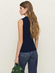 Marta Regenerative Merino Sweater Tank - Navy