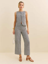 Joni Linen Cropped Pant - Remy Check