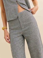 Joni Linen Cropped Pant - Remy Check