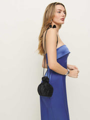 Aphrodite Pleated Pouch - Plisse Black Satin