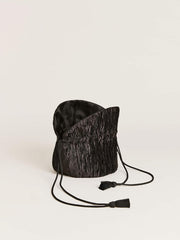 Aphrodite Pleated Pouch - Plisse Black Satin