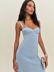 Britney Satin Dress - Blue Mist