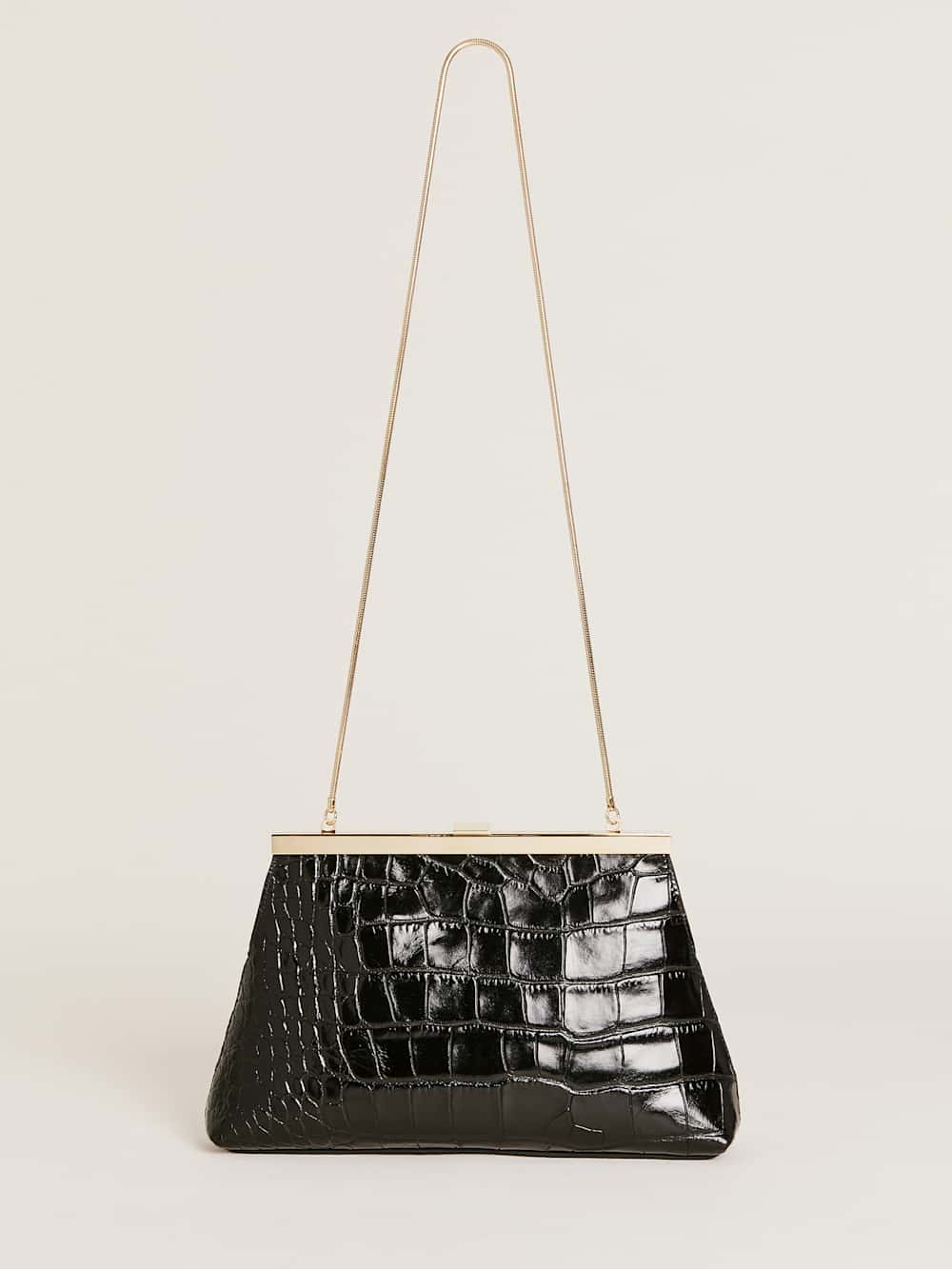 Iliana Shoulder Bag - Black Croc Emboss