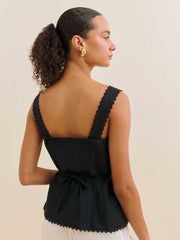 Viola Linen Top - Black