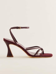 Gen Heeled Sandal - Wine Snake Suede
