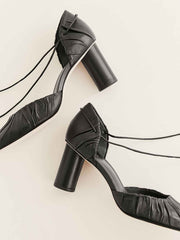 Marilena Lace Up Pump - Black Leather