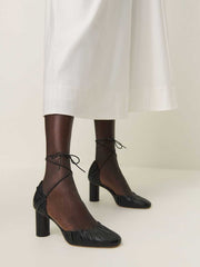Marilena Lace Up Pump - Black Leather