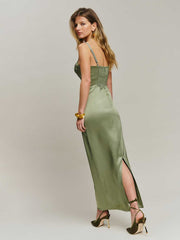 Stormi Satin Dress - Artichoke