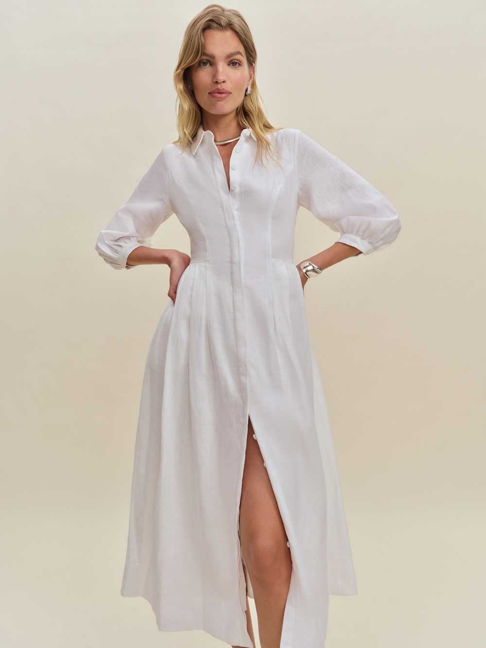 Tara Linen Dress - White