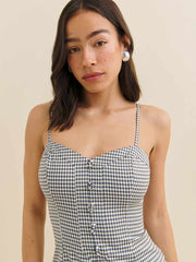 Blanca Romper - Slate Check