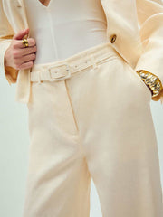 Banks Linen High Rise Wide Leg Pant - Sugar