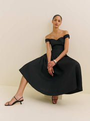 Monet Linen Dress - Black