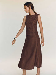 Ivy Linen Skirt - Cafe