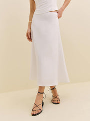 Ivy Linen Skirt - White