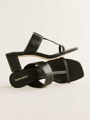 Sardinia Heeled Sandal - Black Leather