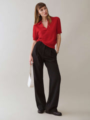 Louise Cashmere Polo Sweater - Sundried Tomato