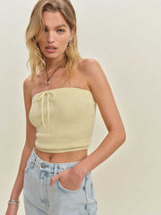 Zazie Cotton Strapless Sweater - Lemon Icing