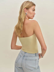 Zazie Cotton Strapless Sweater - Lemon Icing