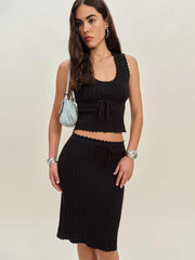 Erin Cotton Sweater Set - Black