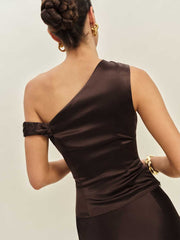 Hera Silk Top - Black Bean