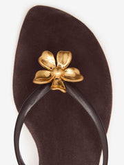 Onyx Thong Sandal - Espresso Suede Flower