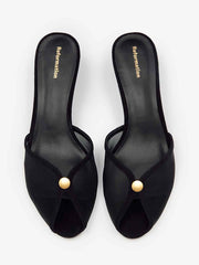 Wisdom Peep Toe Mule - Black Mesh