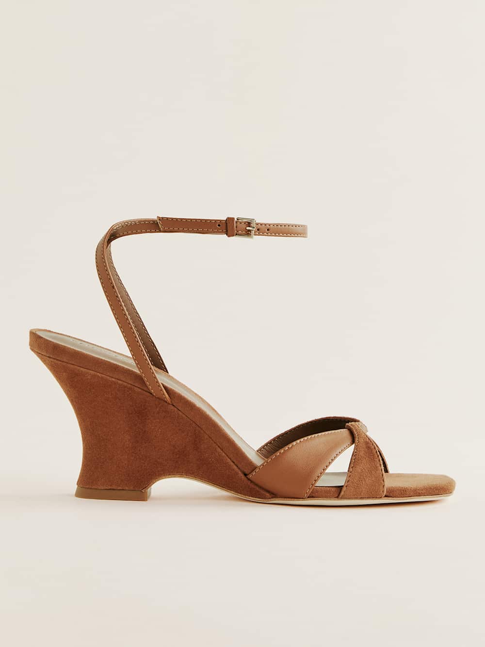 Margo Wedge Sandal - Rum Suede Leather
