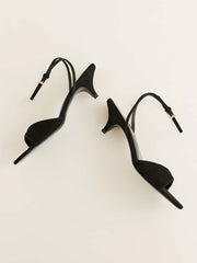 Drew Kitten Heeled Sandal - Black Suede