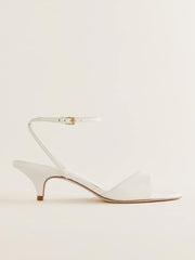 Drew Kitten Heeled Sandal - White Leather