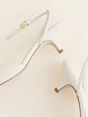 Drew Kitten Heeled Sandal - White Leather