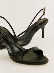Nino Slingback Heeled Sandal - Black Leather