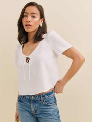 Mayla Linen Top - White