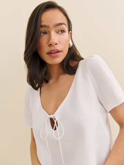 Mayla Linen Top - White