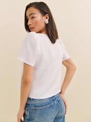 Mayla Linen Top - White
