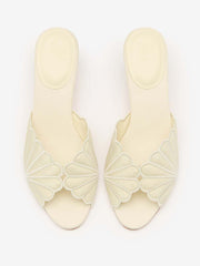 Waldena Block Heeled Mule - Cream Puff Taffeta