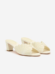 Waldena Block Heeled Mule - Cream Puff Taffeta