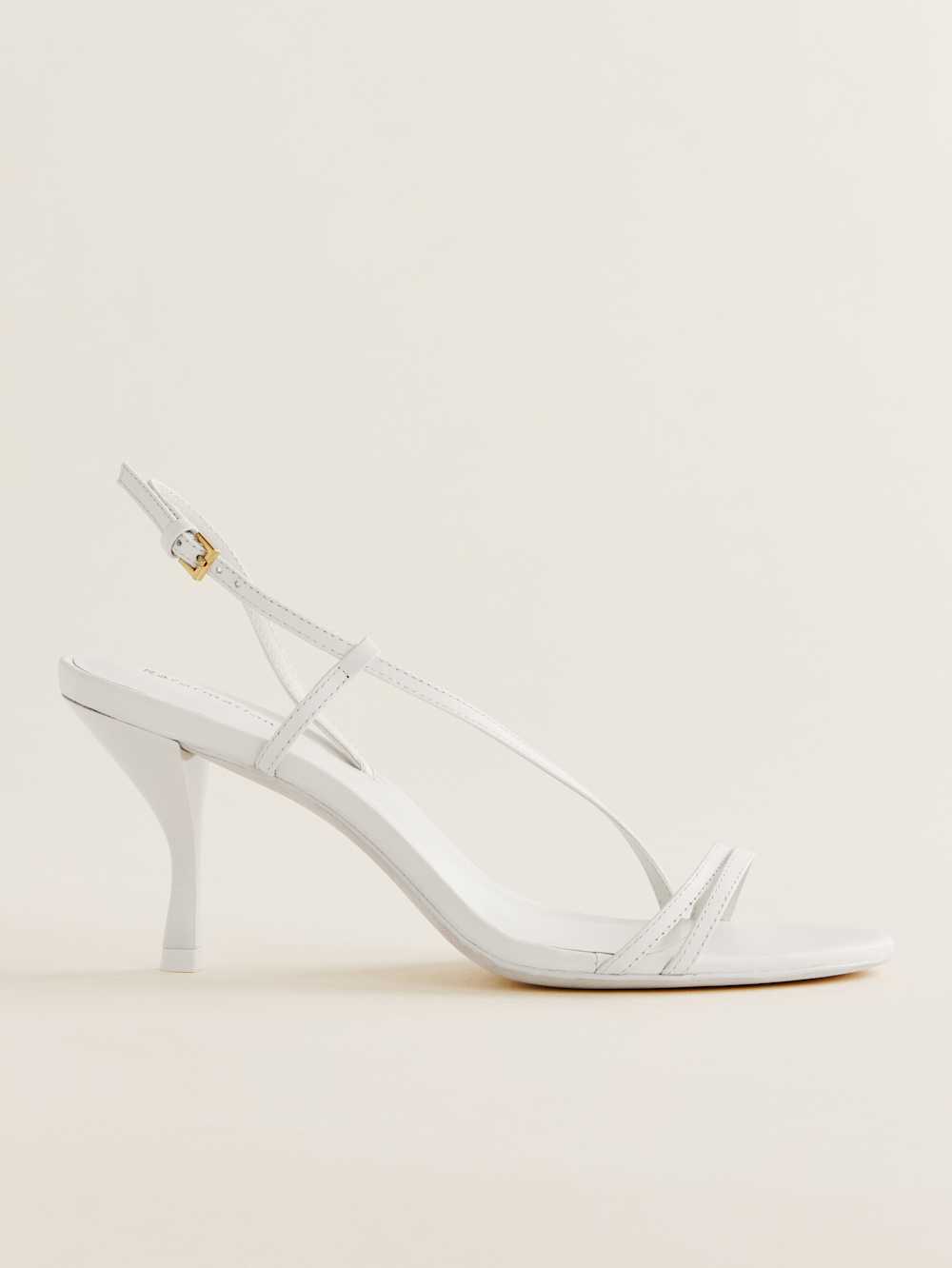Petunia Heeled Sandal - White Leather
