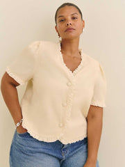 Bess Linen Top Es - Sugar
