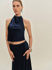 Sera Silk Two Piece - Navy