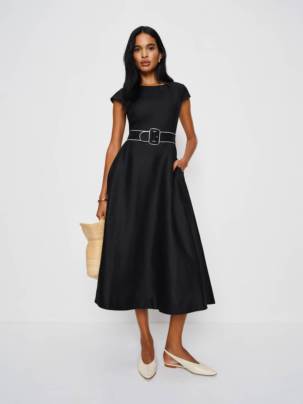 Felipe Belted Linen Dress - Black