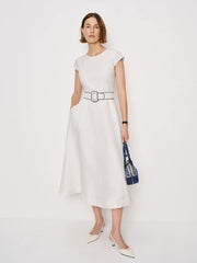 Felipe Belted Linen Dress - White