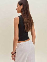 Rue Pointelle Knit Top - Black