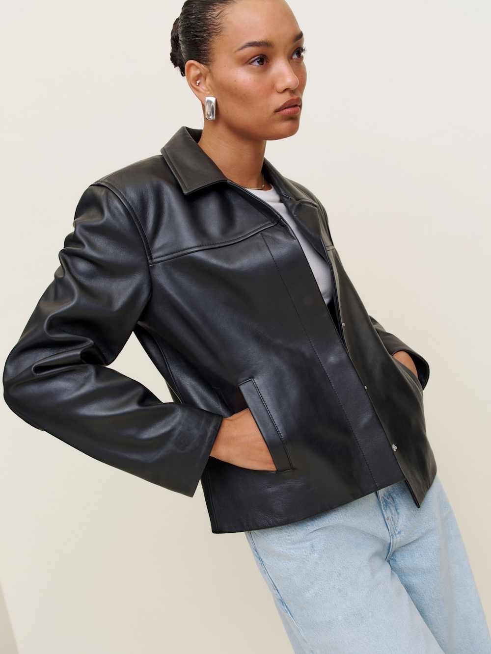 Veda Louisa Leather Jacket - Black